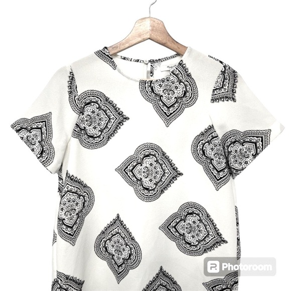 Madewell Tailored Tee Blouse in Estate Paisley Black Ivory Womens Size XS - Picture 4 of 9